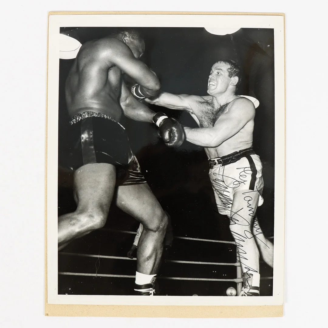 INGEMAR JOHANSSON Fotografi med autograf och dedikation. — Sports memorabilia — Karlstad Hammarö Auktionsverk