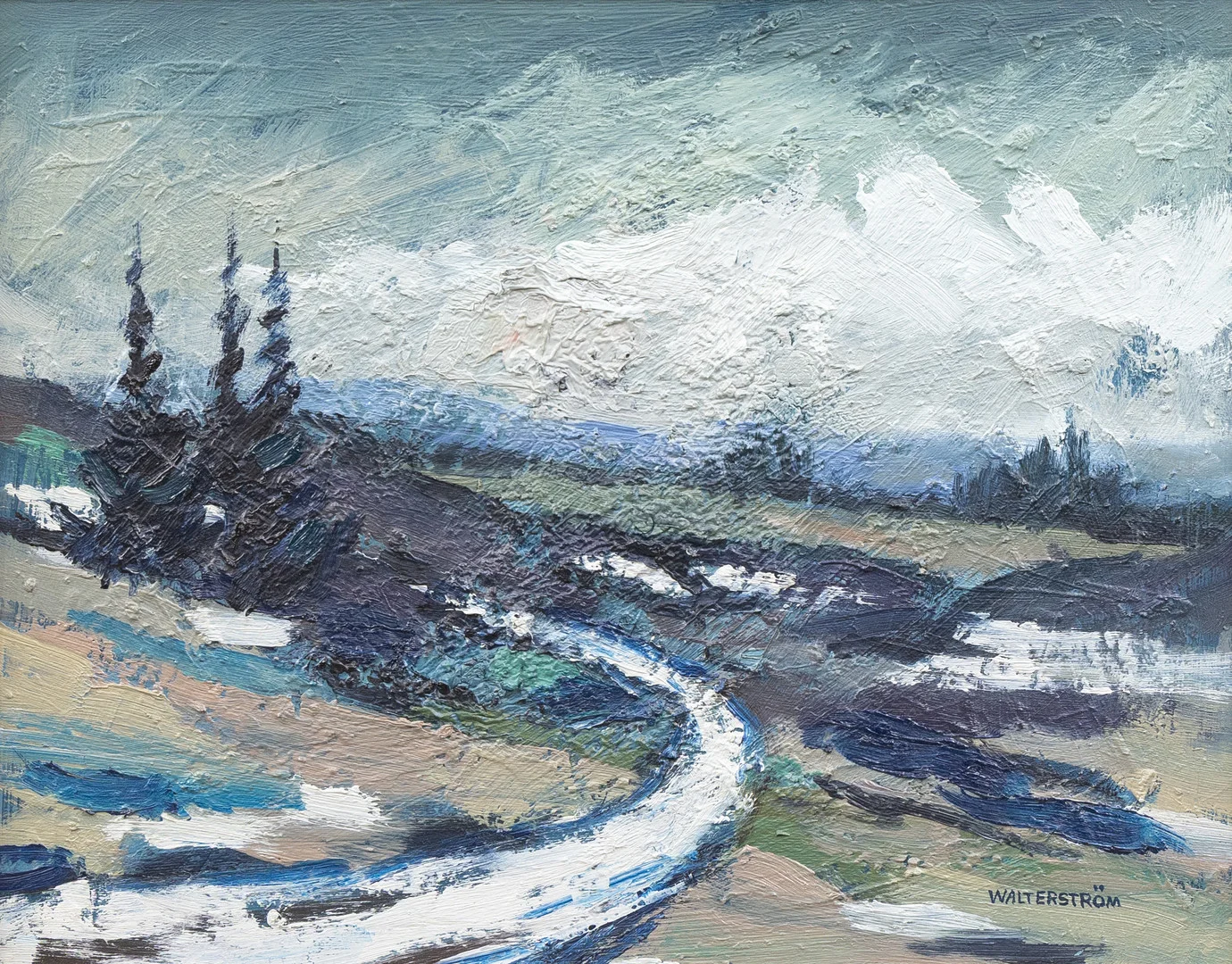 INGVAR WALTERSTRÖM (1920-1988). Skogslandskap, olja på pannå, signerad. — Paintings — Garpenhus Auktioner