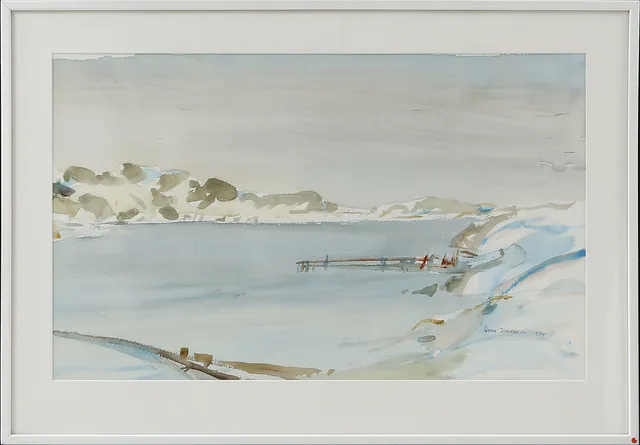 ARNE ISACSSON. Kustbild, akvarell, signerad och daterad 1994.