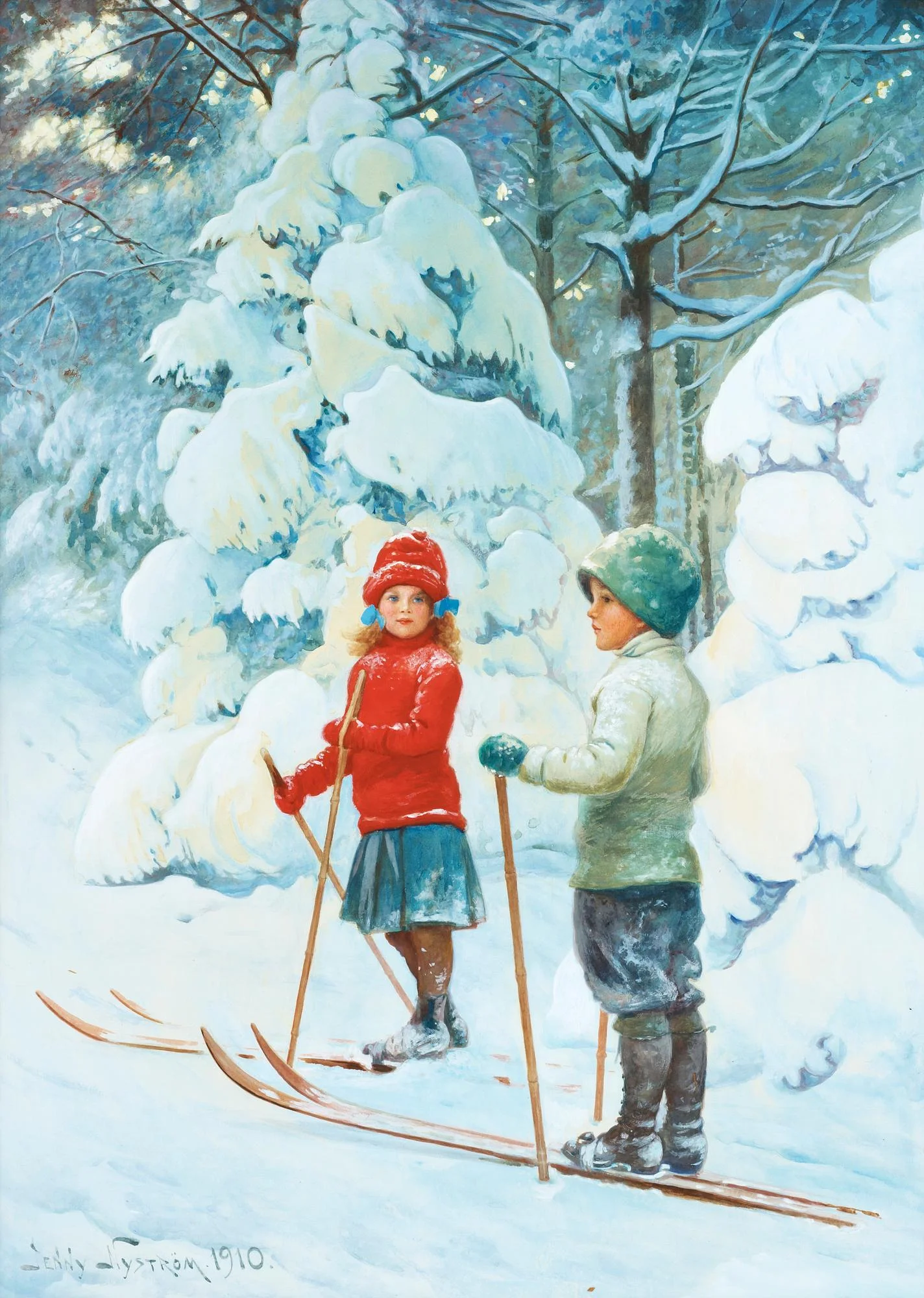 Jenny Nyström, Skidåkande barn. — Bukowskis