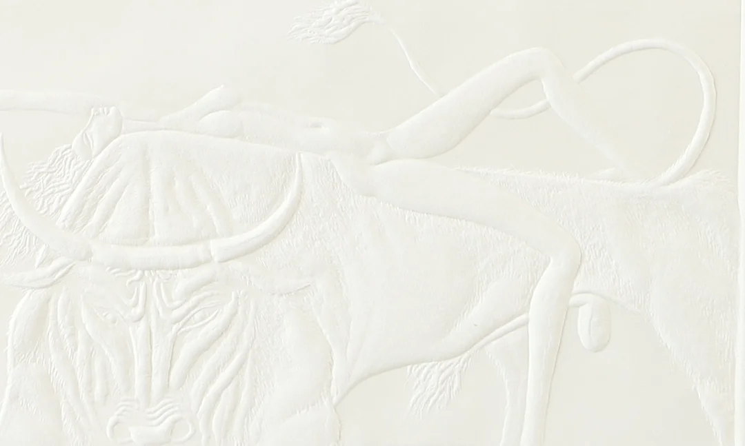 GINO SCARPA. Kvinna på tjur, relieftryck, signerad. — Engravings & Prints — Helsingborgs Auktionskammare