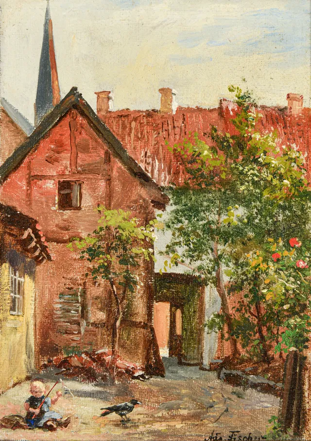 August Fischer. A court yard
