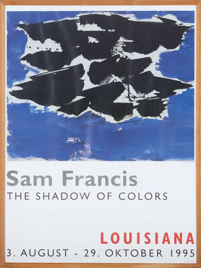 SAM FRANCIS. Utställningsaffisch, "The Shadoow of colors", Louisana 3. August -29. oktober 1995. — Engravings & Prints — Stadsauktion Sundsvall