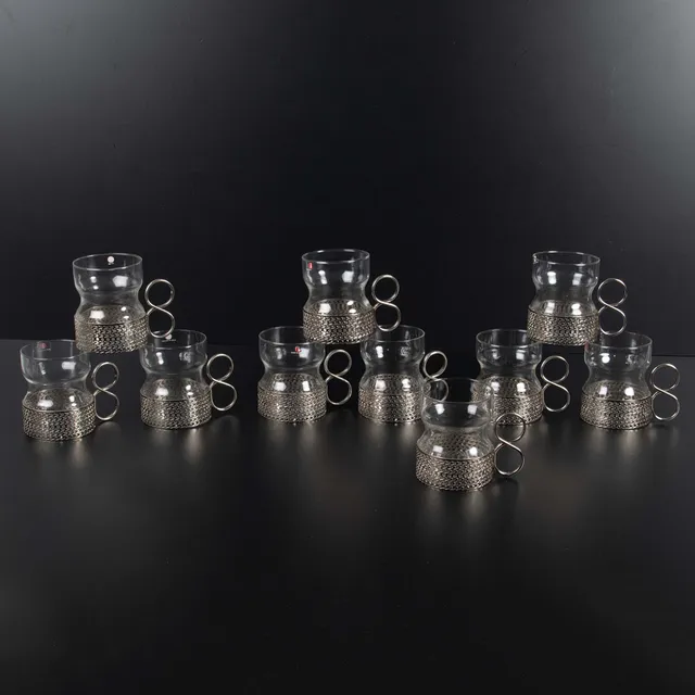 TIMO SARPANEVA. Glas. Tsaikka, Iittala med hållare, irish coffe, 10 st.