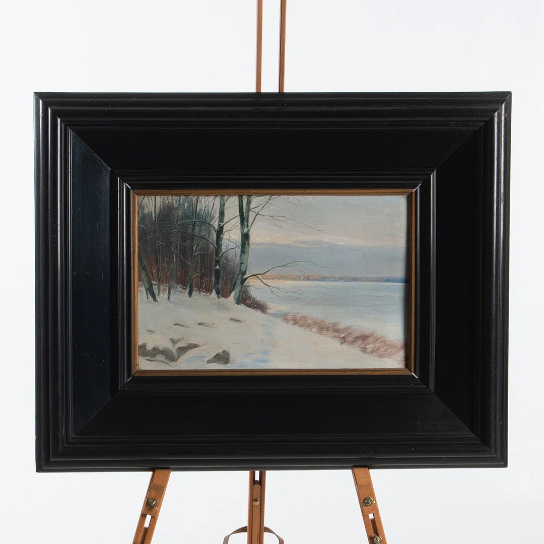 AXEL HJALMAR LINDQVIST. Olja på pannå, motiv från Ringsjön. — Paintings — Laholms Auktionskammare