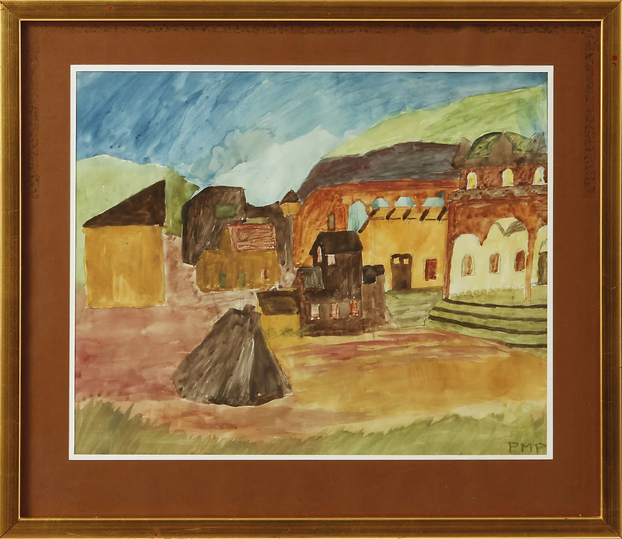 PRIMUS MORTIMER PETTERSSON. Stadsbild. Akvarell på papper, monogramsignerad. — Paintings — Göteborgs Auktionsverk
