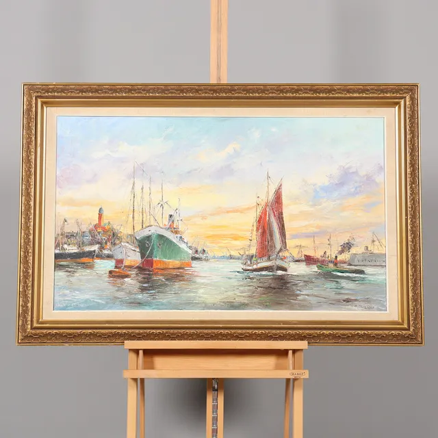 KURT ERIK HEINONEN. OLJA PÅ DUK, "Göteborgs hamn", signerad.