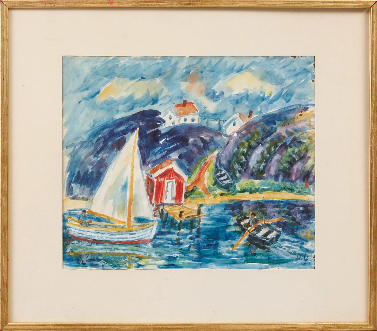 DAVID LARSSON. Sommar vid kusten, akvarell, monogramsignerad. — Paintings — Göteborgs Auktionsverk