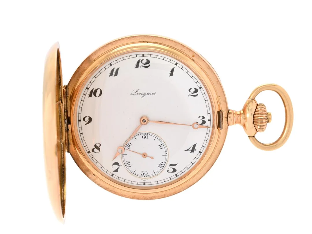 LONGINES, fickur, 51 mm, savonett, Cal 19.74N, Serie nr. 4060030, Boett nr. 4060030, 14K guld, ankargång, monogram, ca 1922. — Klockor/Longines — Kaplans