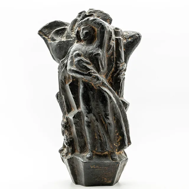 AXEL WALLENBERG. Skulptur, grönpatinerad brons, 1900-tal.