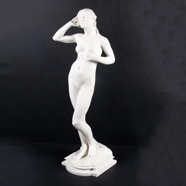 PER HASSELBERG. EFTER. skulptur, parian, "Snöklockan", Gustavsberg, 1905.