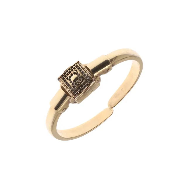 A 9CT GOLD WRISTWATCH/BANGLE.