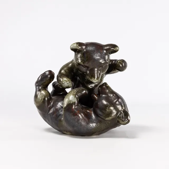 KARL GRÖSSL. Skulptur, björnar, Rörstrand.
