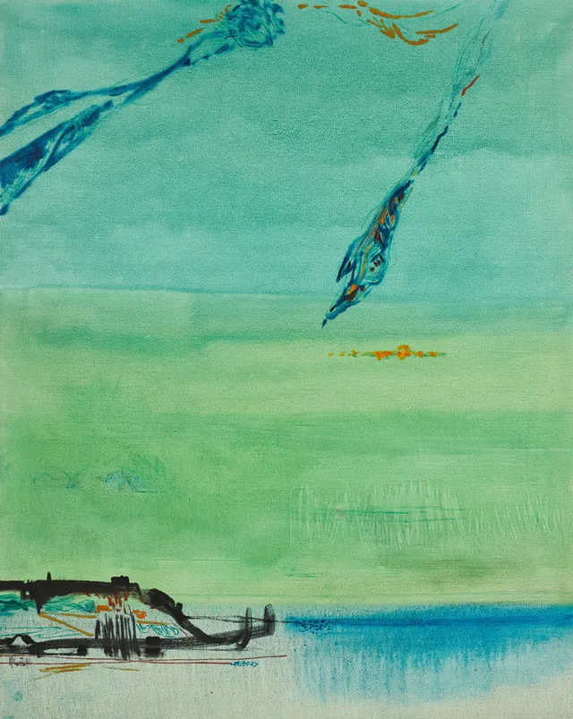 WILGOT LIND (1915-1996). "Ikaros - Flykten", signerad, olja på duk.