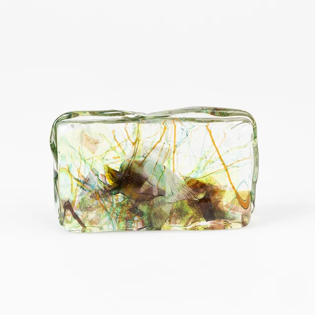 RICCARDO LICATA. TILLSKRIVEN. Glasblock med fisk, Murano, Cendese.