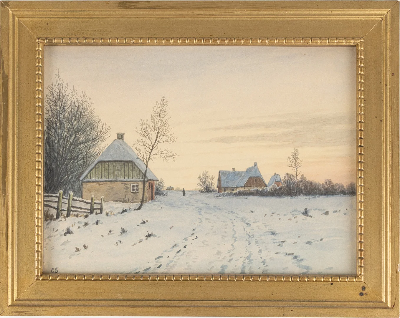 CARL SKÅNBERG. Vinterlandskap, akvarell, 1800-tal. — Paintings — Stockholms Auktionsverk Helsingborg