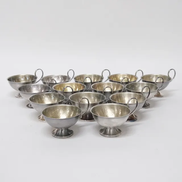 PUNSCHMUGGAR, SILVER, 14 STYCKEN.