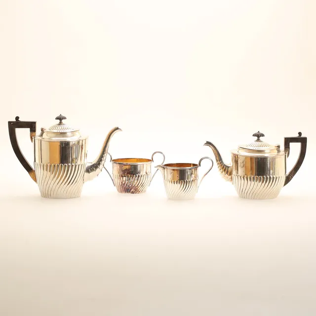 KAFFE- och TESERVIS, 4 delar, nysliver A.G Dufva.