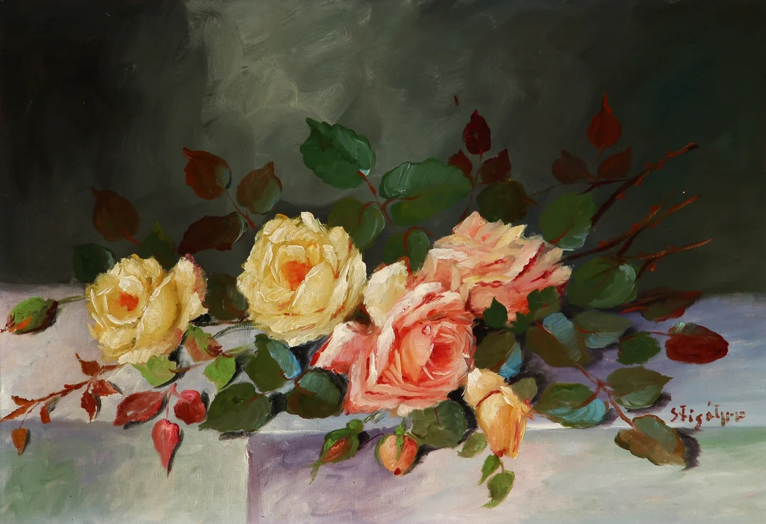 Unknown painter. Arrangement with roses — Paintings and sculptures/Older pictorial arts — Lauritz
