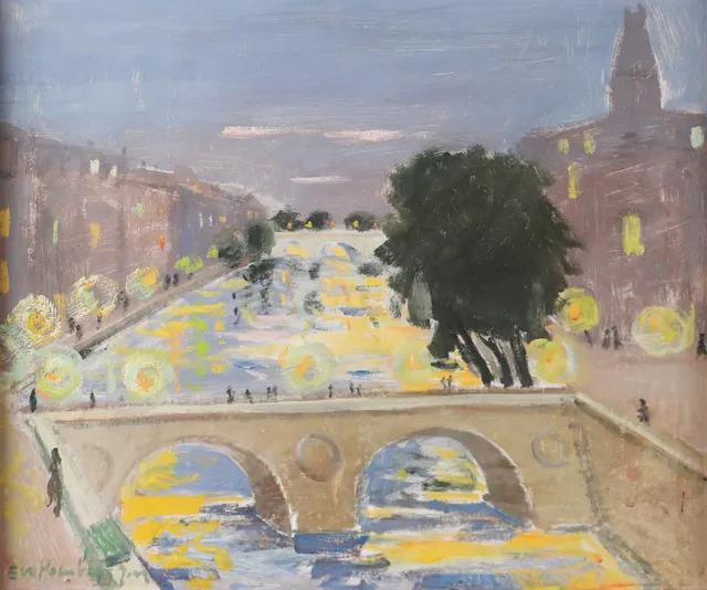 EVA HOLMBERG JAKOBSSON. Motiv från Paris, olja på pannå, signerad.