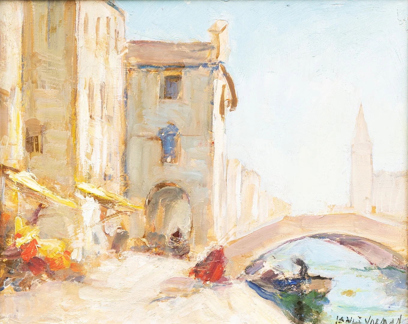 KNUT NORRMAN. Motiv från Venedig, olja på pannå, signerad. — Paintings — Garpenhus Auktioner