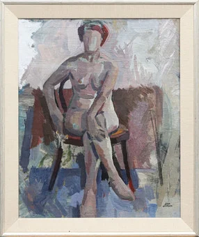 JOHN JOHNSON. OLJA, på duk, Naken modell, signerad. — Paintings — Kalmar Auktionsverk