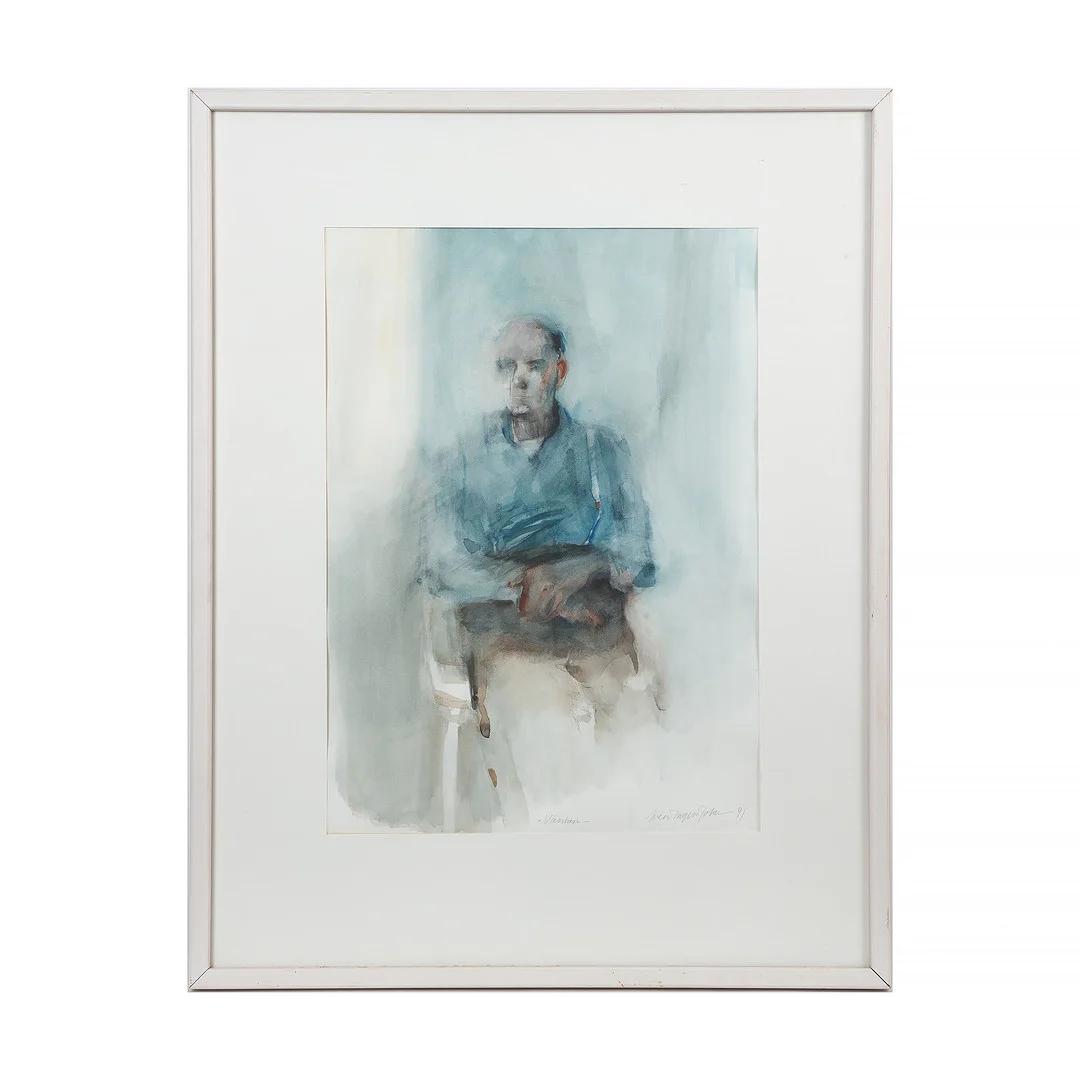 SVEN INGVAR JOHANSSON (samtida), "Väntan", akvarell, signerad, daterad -91. — Paintings — Stockholms Auktionsverk Göteborg