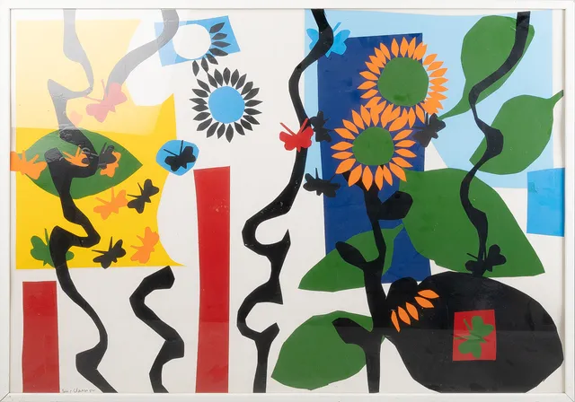 STIG CLAESSON, SLAS, (1928-2008). Fjärilar, collage.