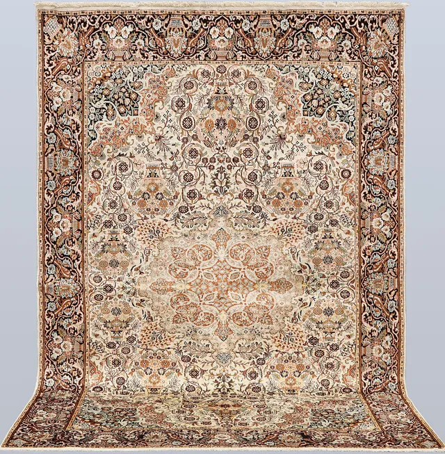 MATTA, Kashmir, silke, bomullvarp. Ca 272 x 179 cm.