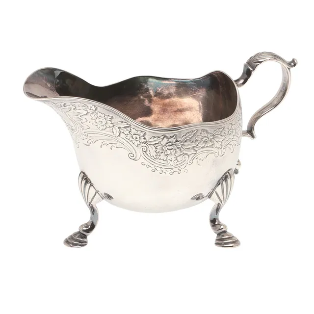 A GEORGE II SILVER SAUCEBOAT.