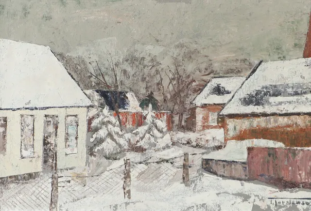TORSTEN TORSTENSON. "Nyfallen snö", olja på pannå, signerad Torstenson.