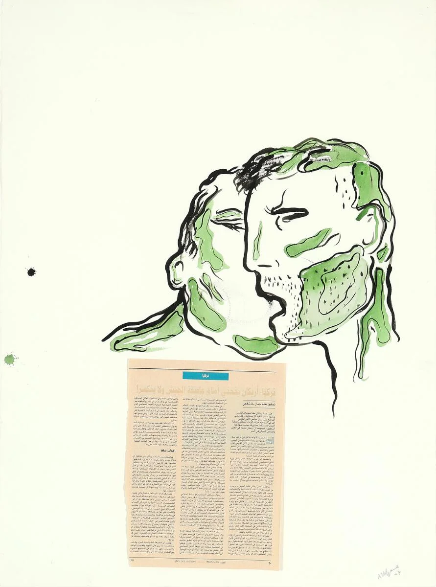 Untitled. Signed Bjarne Melgaard 97. Mixed media and collage on paper. Sheet size 77×56 cm. — Modern Paintings/Contemporary — Bruun Rasmussen