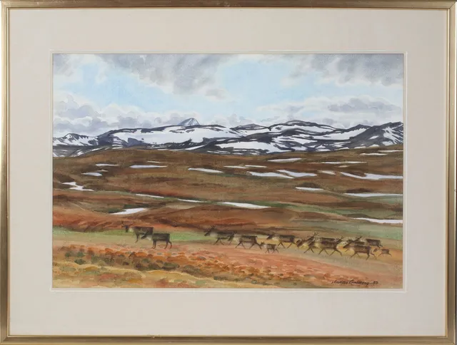 ANDERS GULLBERG. "Sommarbetsland-Stekenjokk", akvarell på papper, signerad.