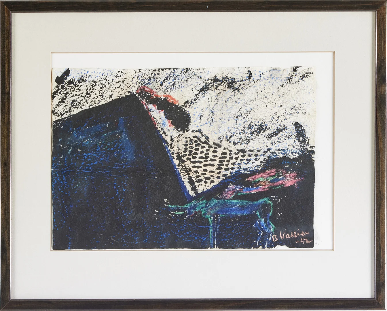 BERTIL VALLIEN. Komposition, blandteknik på papper, signerad och daterad B Vallien -92. — Paintings — Stockholms Auktionsverk Magasin 5
