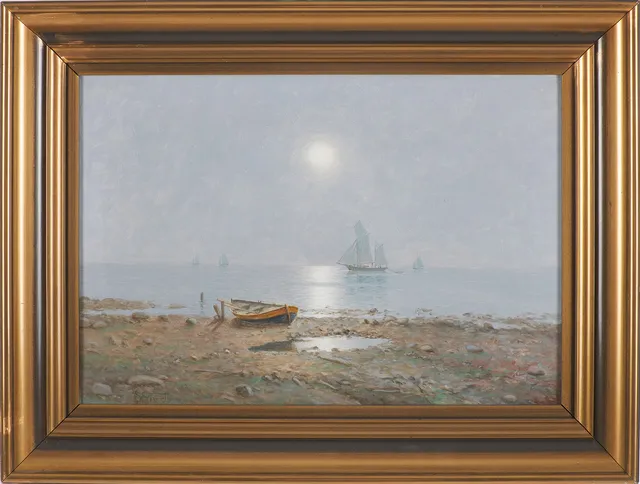 LEONARD WIEDH. kustvy, olja på duk, signerad.
