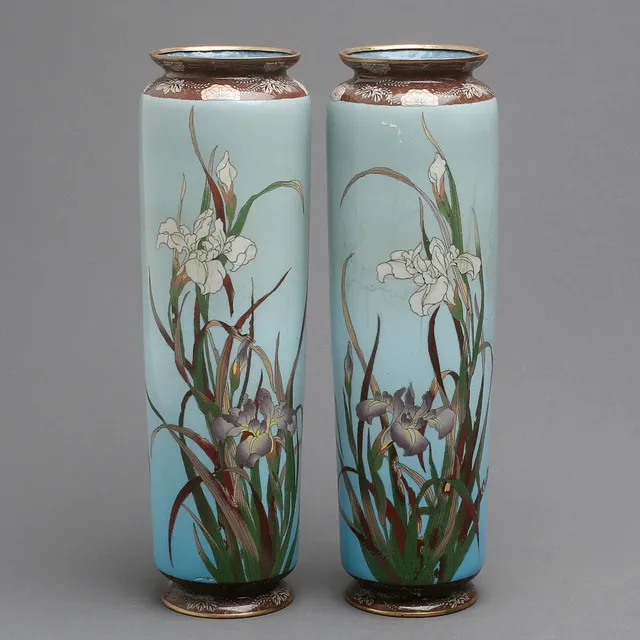 VASER, 1 par, cloisonné Kina/Japan, Jugend, tidigt 1900-tal.