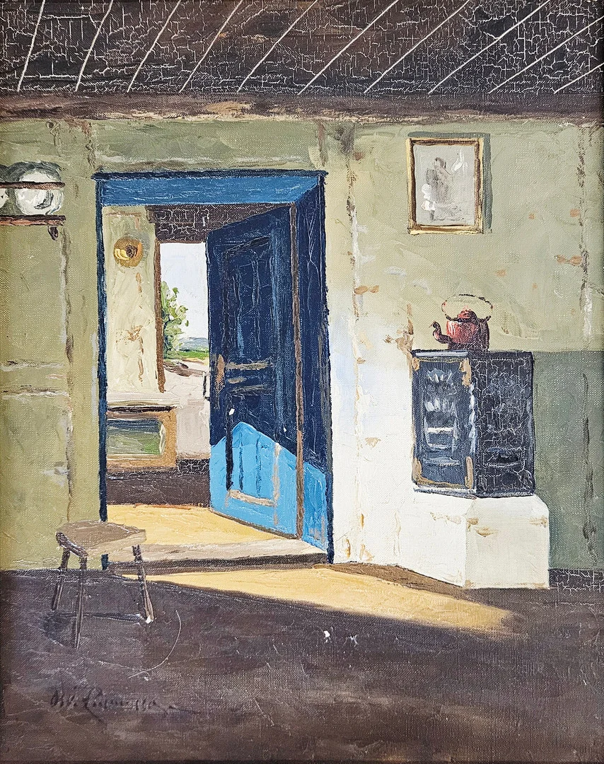 OSVALD RASMUSSEN. Rumsinteriör. Olja på duk, signerad Osv. Rasmussen. — Paintings — Auktionshuset Thörner & Ek