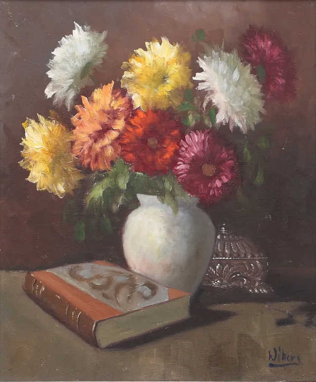 GUNNAR WIBERG. Blomsterstilleben, olja på duk, signerad Wiberg.