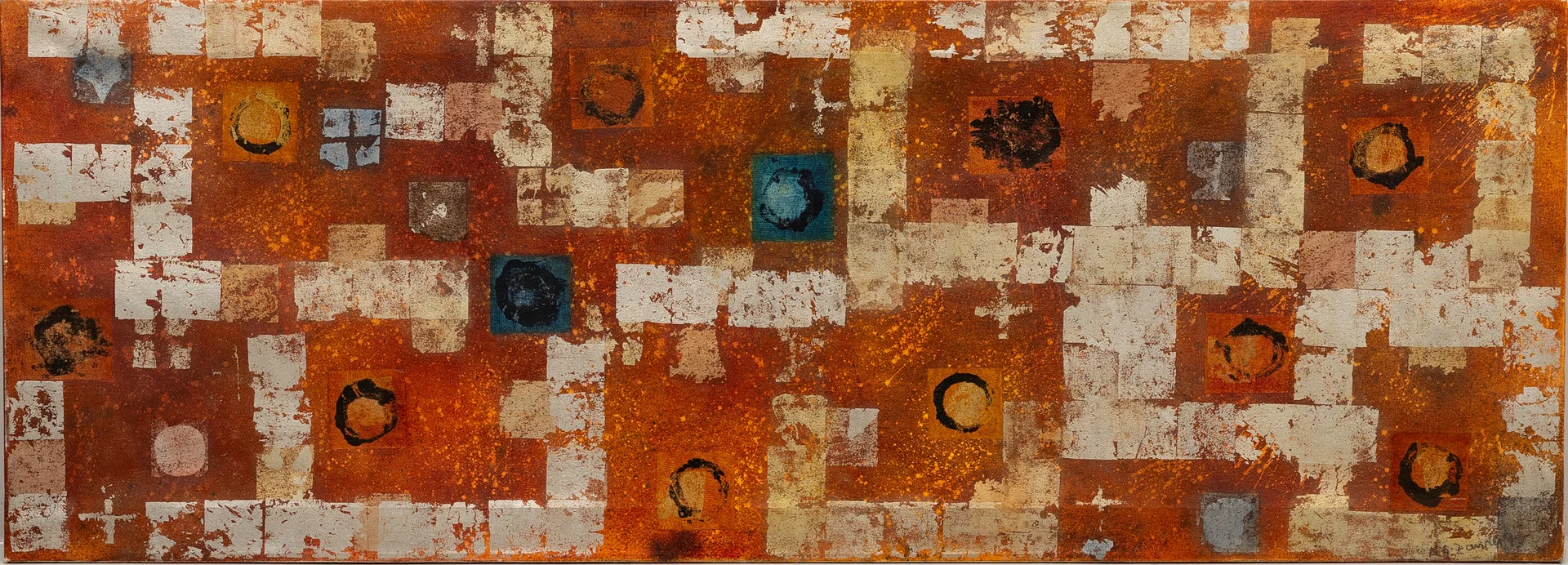 NILS GUNNAR ZANDER. Kompostion, blandteknink på duk, signerad á tergo. — Paintings — Auktionshuset Kolonn