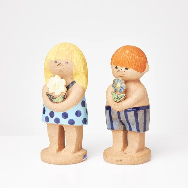 LISA LARSON. Figuriner, 2 st, "Adam 2" och Eva 2", glaserat stengods, Gustavsberg.