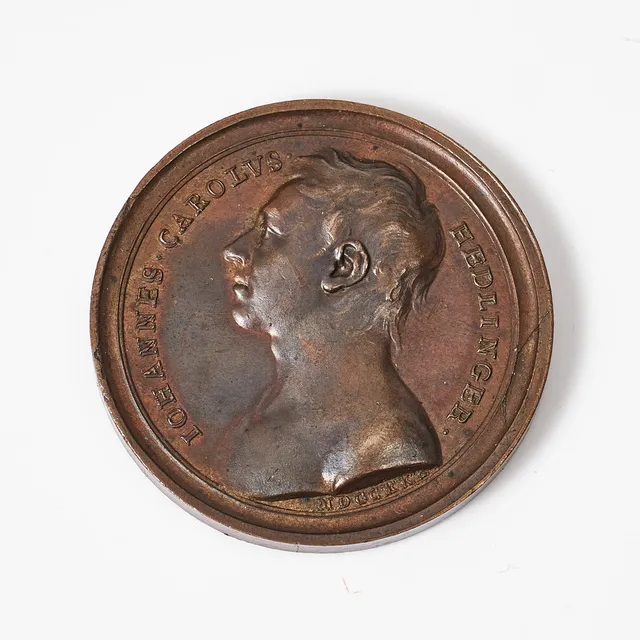 MEDALJ, Carl Johann Hedlinger (1691-1771), Självporträtt, brons.
