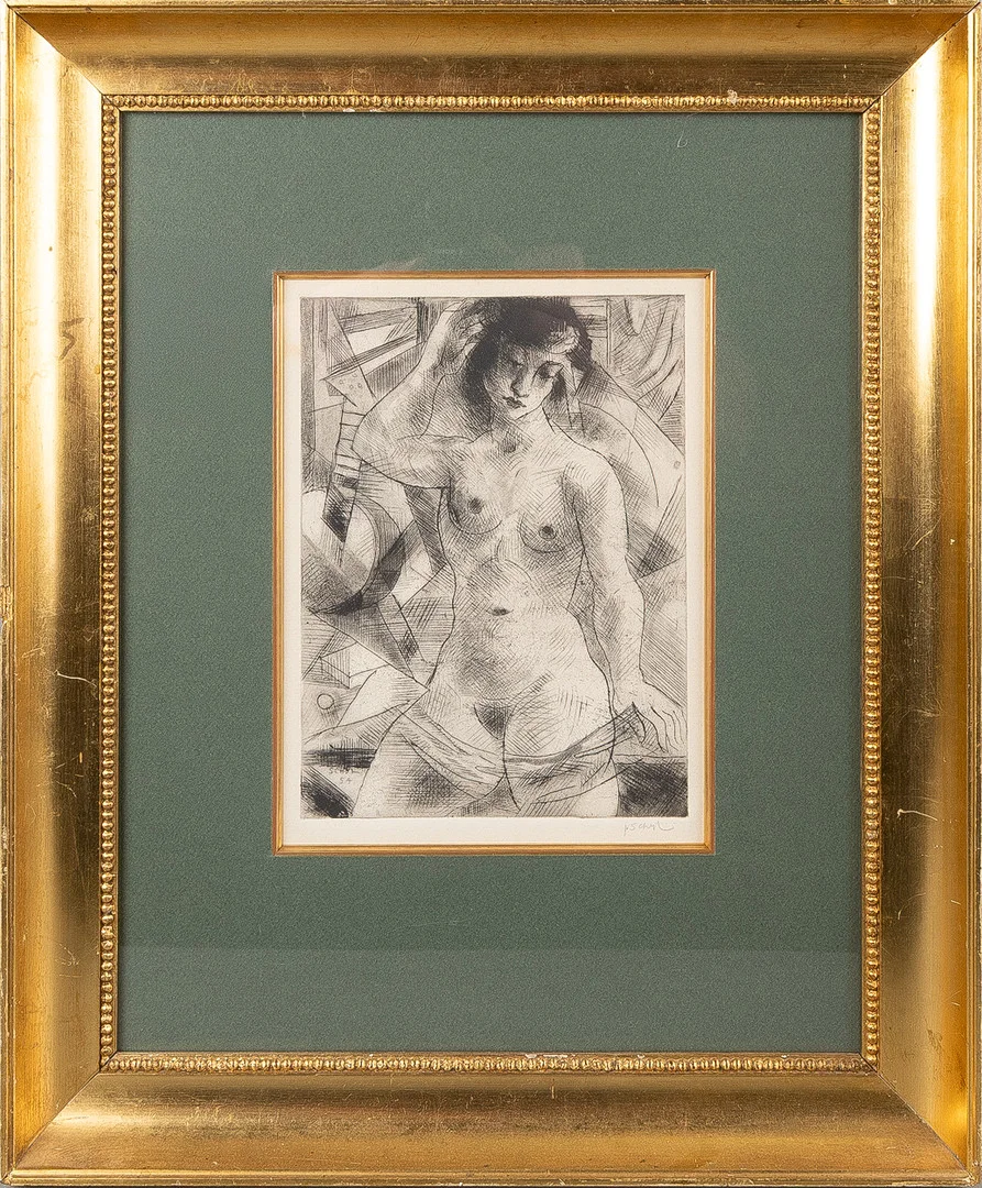 JULES SCHYL. Komposition med kvinna, etsning. — Engravings & Prints — Stockholms Auktionsverk Helsingborg