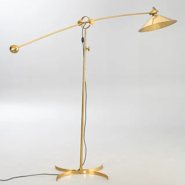 FLORIAN SCHULZ (1946-2019). große Bogenlampe in Messing.