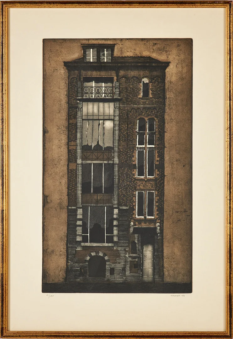SIXTEN HAAGE. Husfasad, färglitografi, signerad, numrerad 19/150, daterad 1989. — Engravings & Prints — Stockholms Auktionsverk Sickla