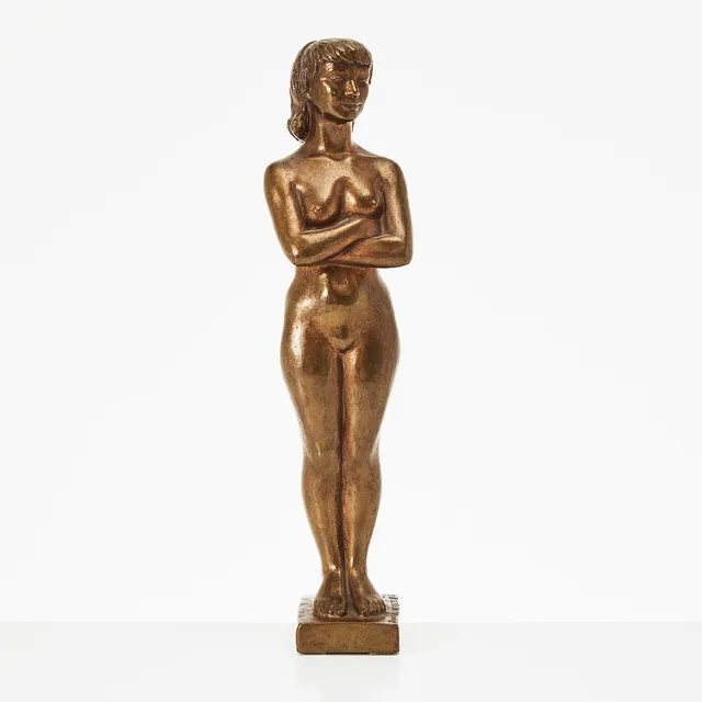 DAVID WRETLING. Stående kvinna, skulptur, brons, signerad i godset, 1968, N: 5 -10, H. Bergman fud.