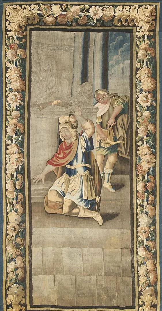 "Achilles wounded", French tapestry in Aubusson wool, late 17th-early decades of the 18th Century.