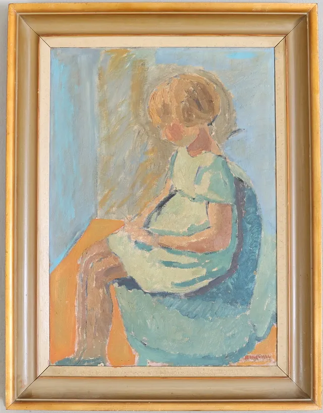 BRITTA RINGVALL. Olja på duk, porträtt, signerad.