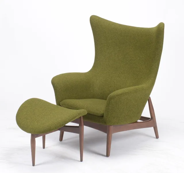 H. W. Klein. Armchair, model 'Benedict', with matching stool (2)
