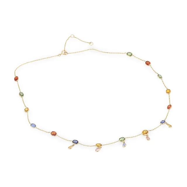 14CT GOLD SAPPHIRE NECKLCACE.