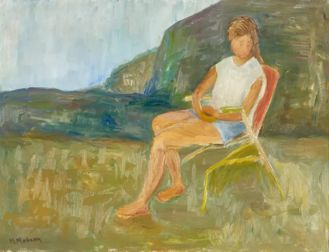MAURICE MOBERG (1923-2014): Kvinna i solstol, signerad, olja på duk.